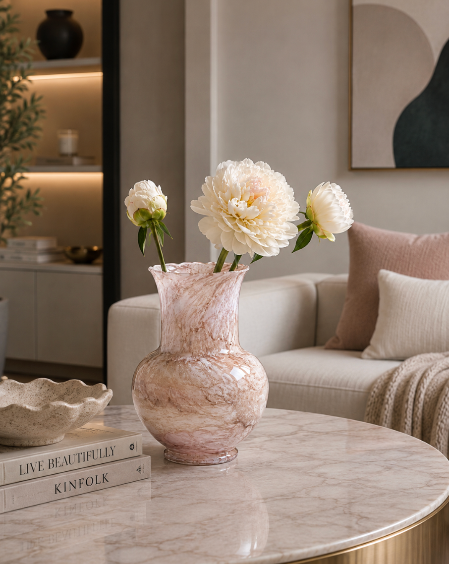 Handcrafted Marble Glass Vase – Elegant Decorative Accent.  Item No: WS.26-166