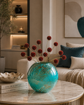 Handcrafted Blue Art Glass Vase – Modern Decorative Centrepiece. Item No: WS.26-153