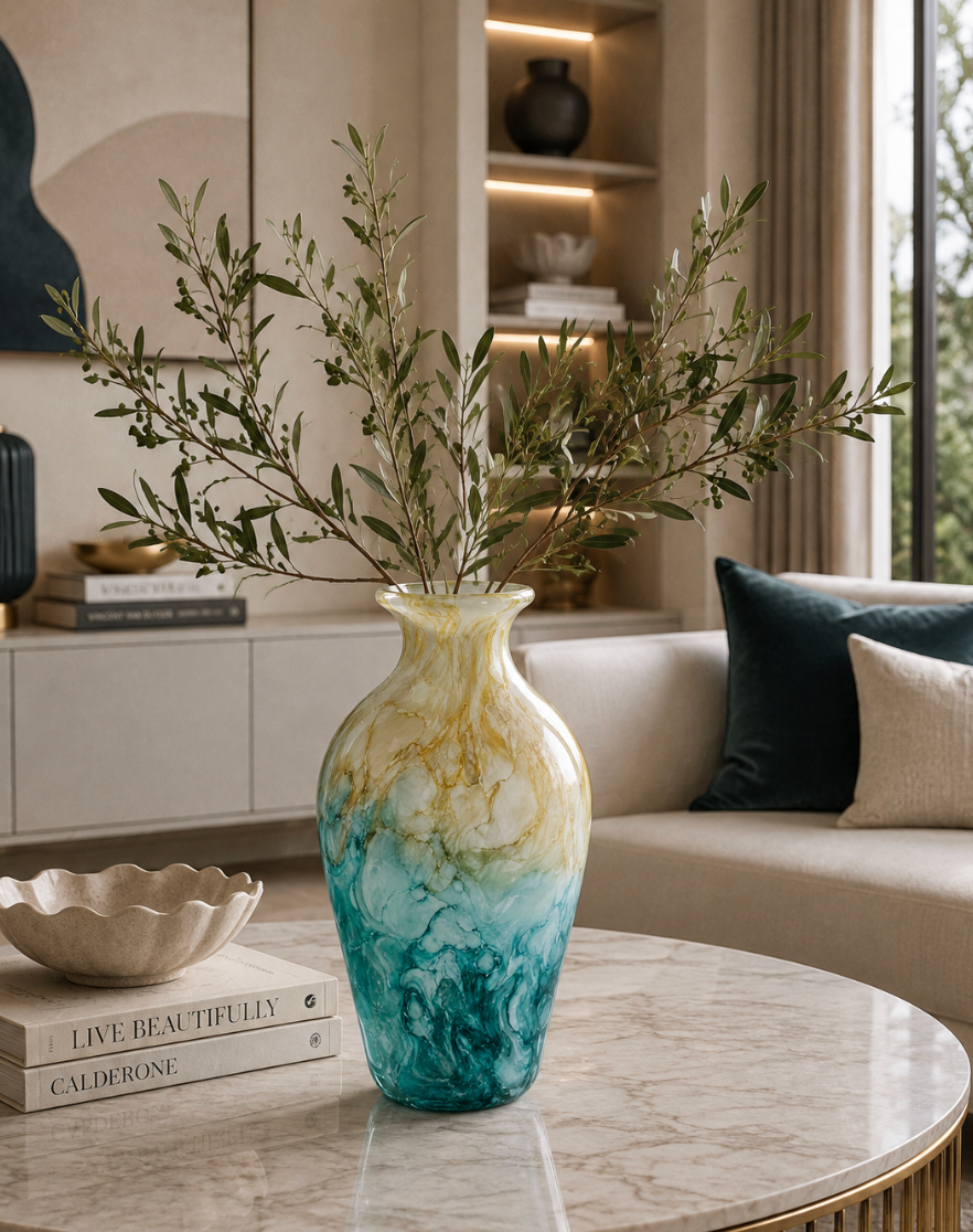Handcrafted Ocean Breeze Art Glass Vase. Item No: WS.26-149