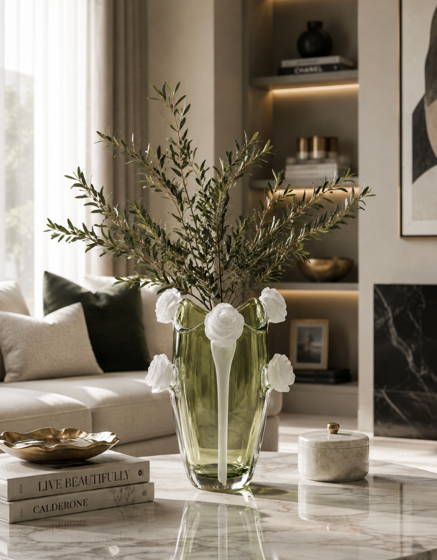 Elegant Floral Art Glass Vase. Item No. WS.26-151