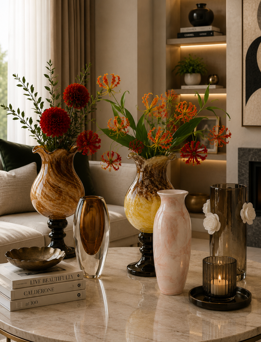 Blush Marble Decorative Glass Vase – 34cm.   Item No: WS.26-150