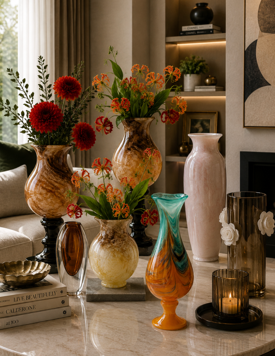 Ocean Swirl Art Glass Vase.  Item No: WS.26-159