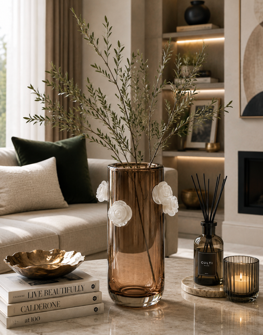 Smoky Glass Floral Vase. Item No: WS.26-152