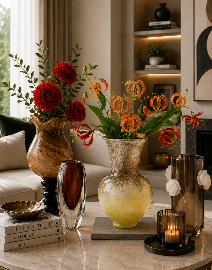 Golden Swirl Art Glass Vase.  Item No: WS.26-165