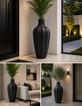 Modern Faceted Black Resin Planter Pot – 36 × 90 cm