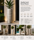 Marble Swirl Resin Planter – 30 × 90 cm