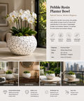 Modern Pebble Resin Planter Bowl – White Stone Finish | Indoor & Outdoor | 29 × 22 cm
