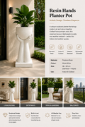 Resin Hands Planter Pot – Sculptural White (38 × 80 cm)
