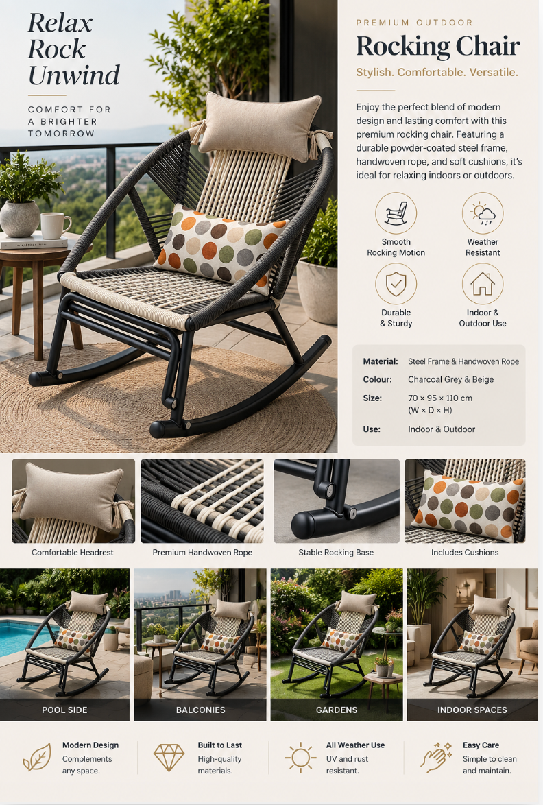 Premium Aluminum Outdoor Woven Rocking Chair