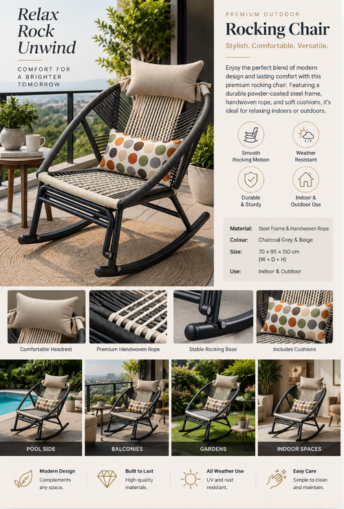 Premium Aluminum Outdoor Woven Rocking Chair