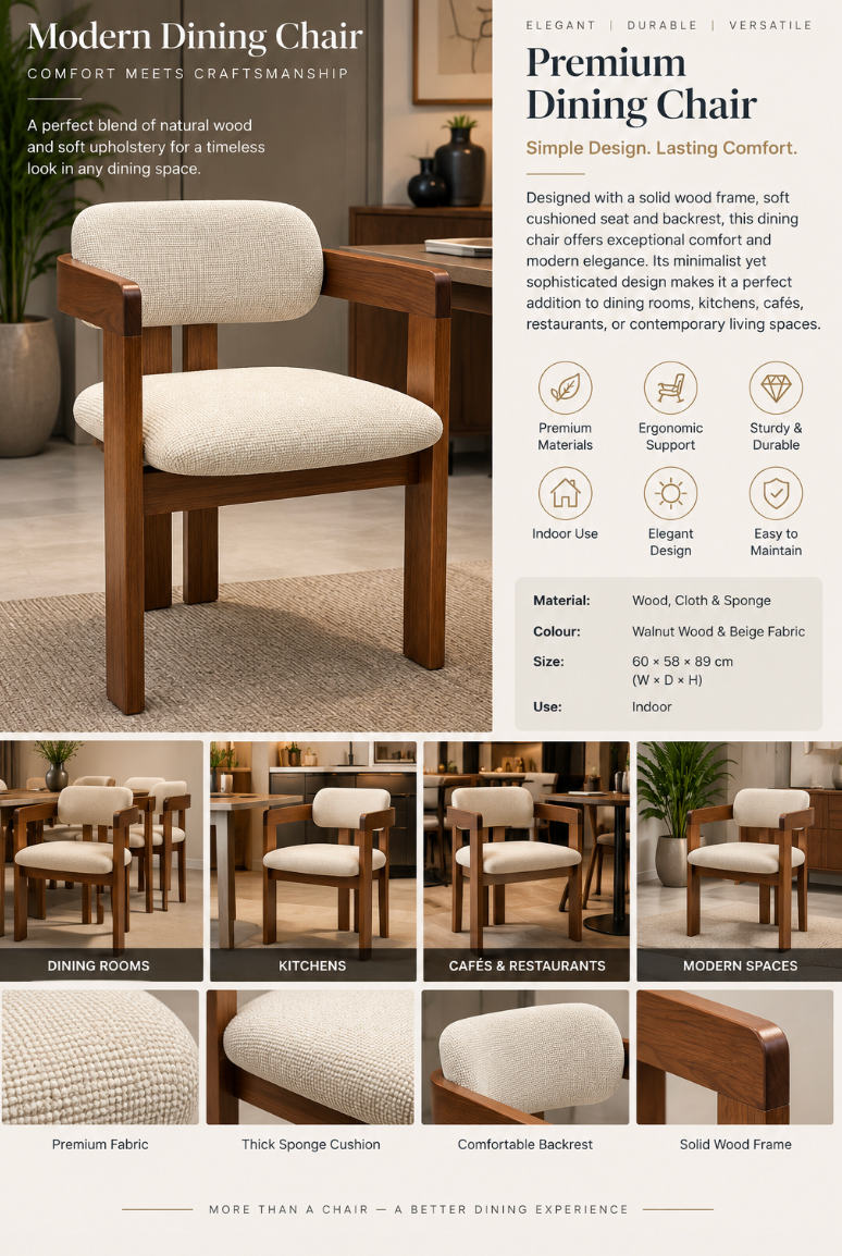 Premium Upholstered Wooden Dining Chair