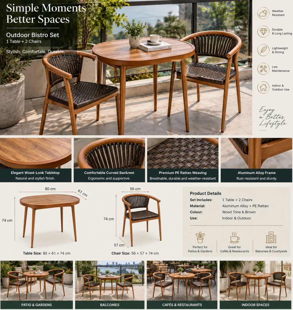Outdoor Bistro Table & 2 Chair Set