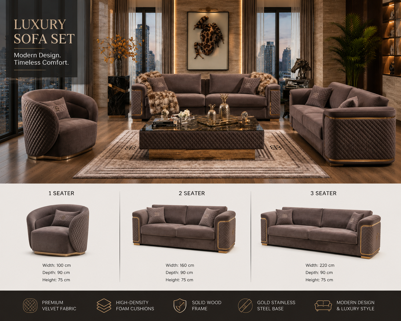 Luxury Designer Sofa Set. Item No: 3034#