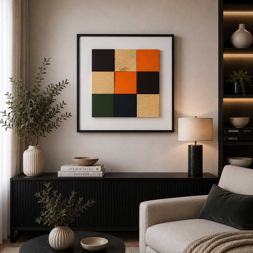 Modena Geometric Resin Wall Art – 50 × 50 cm. Item Nop: LY-015