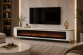 Modern Electric Fireplace TV Unit – White & Gold  Size: 200 × 40 cm. Item NO:TVA45F-white