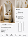 Modern Gold Arched Freestanding Full-Length Mirror – 60 × 160cm