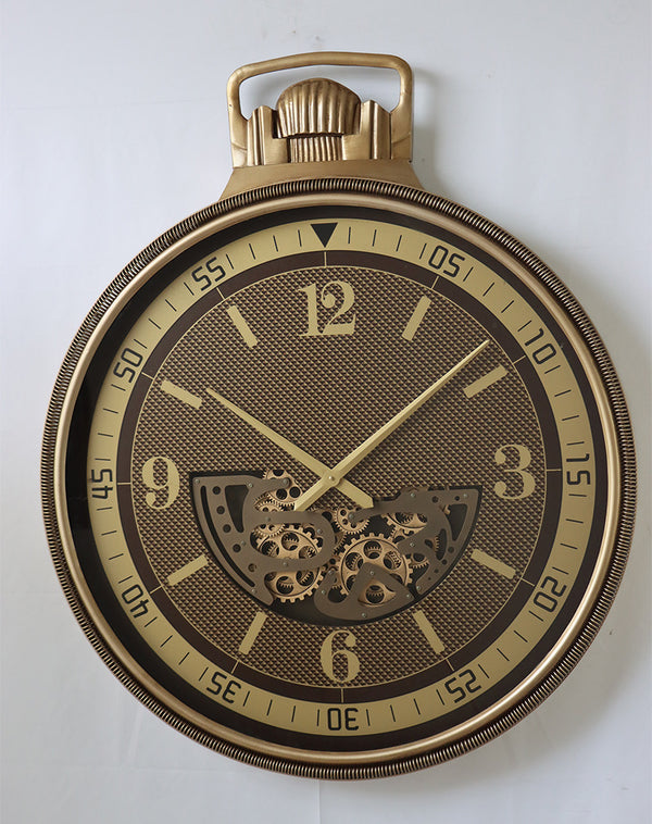 Heritage Pocket Wall Clock – Antique Gold Vintage Design (90-90-9cm)