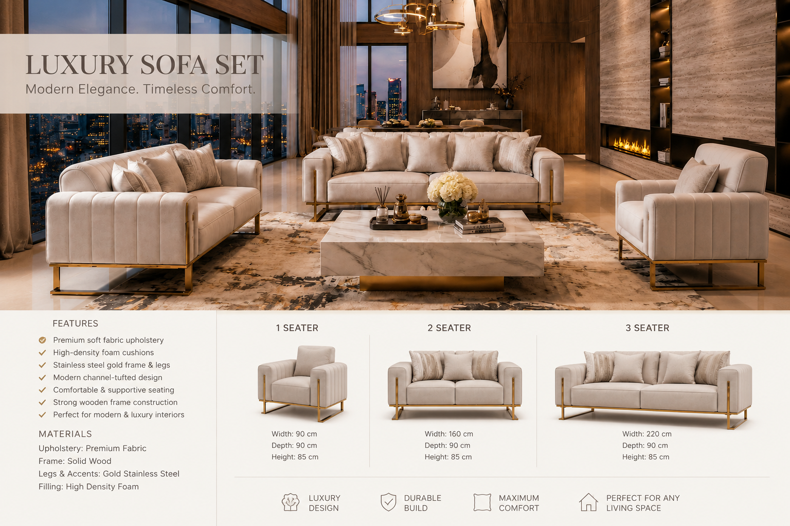 Luxury Modern Sofa Set. Item No: 2040#