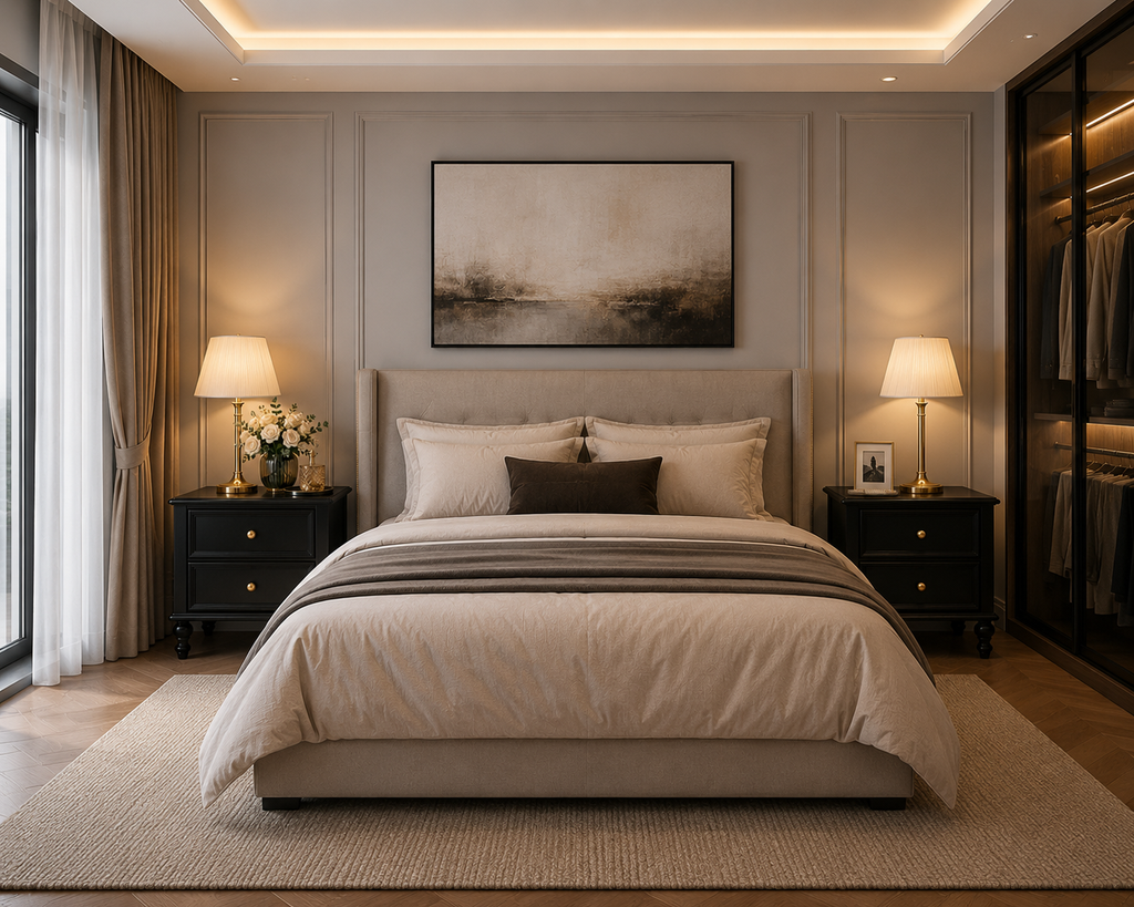 Modern Classic Bedside Table  Size: 55 × 40 × 52 cm.