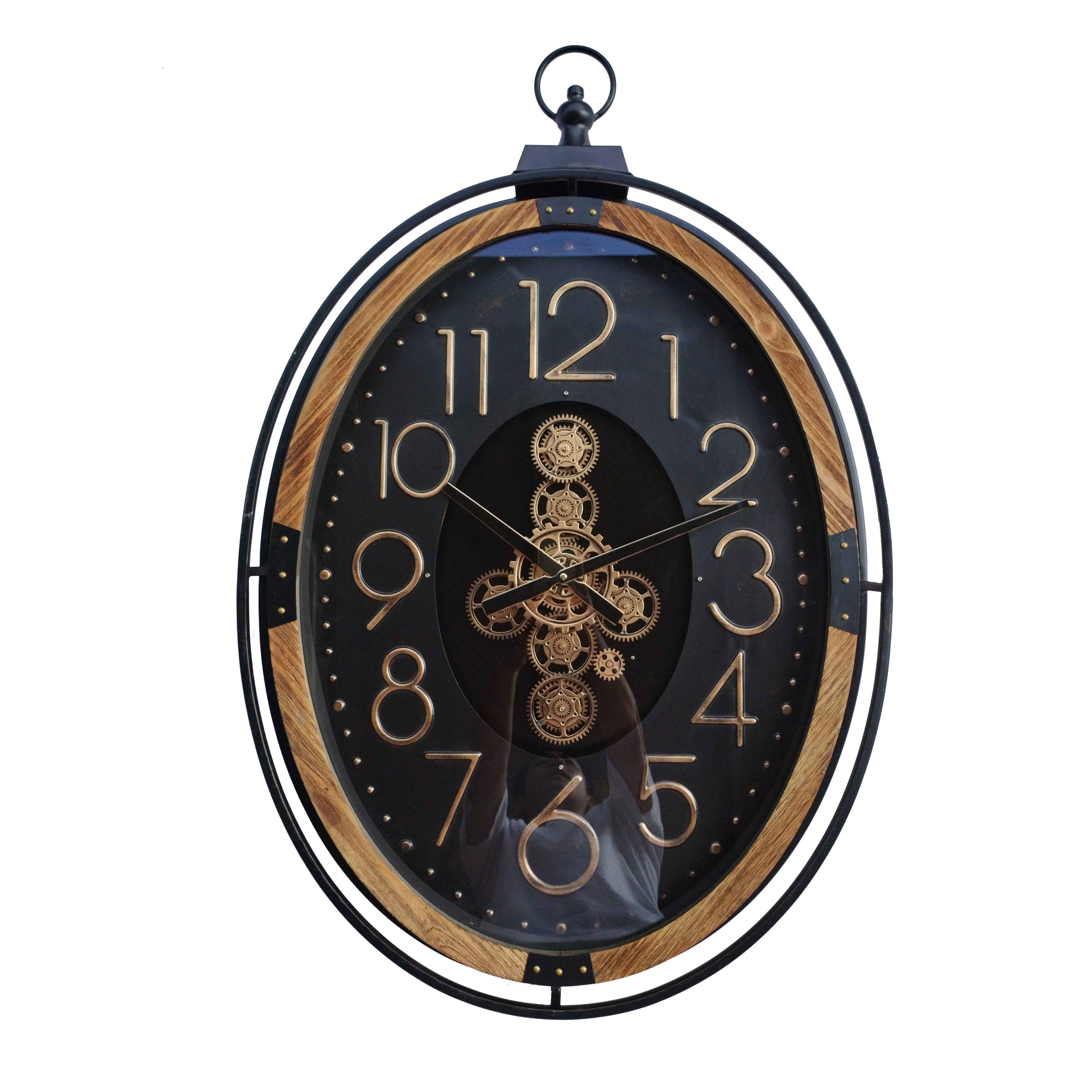 Atlas Oval Wall Clock – Modern Industrial Editio (89-56-8cm) item No:72193