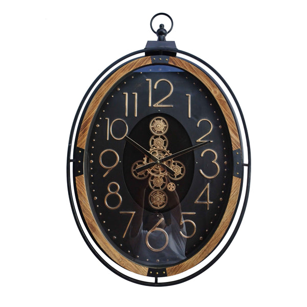 Atlas Oval Wall Clock – Modern Industrial Editio (89-56-8cm)