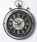 Nova Gear Wall Clock – Black & Chrome Modern Design (74-60-7cm)