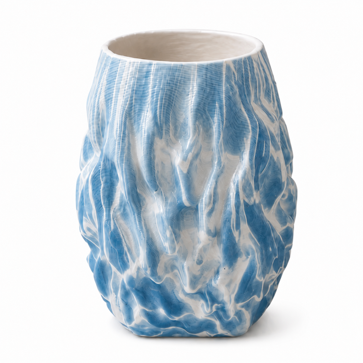 Blue Marble Abstract Resin Planter Pot – 17 × 11 × 25 cm